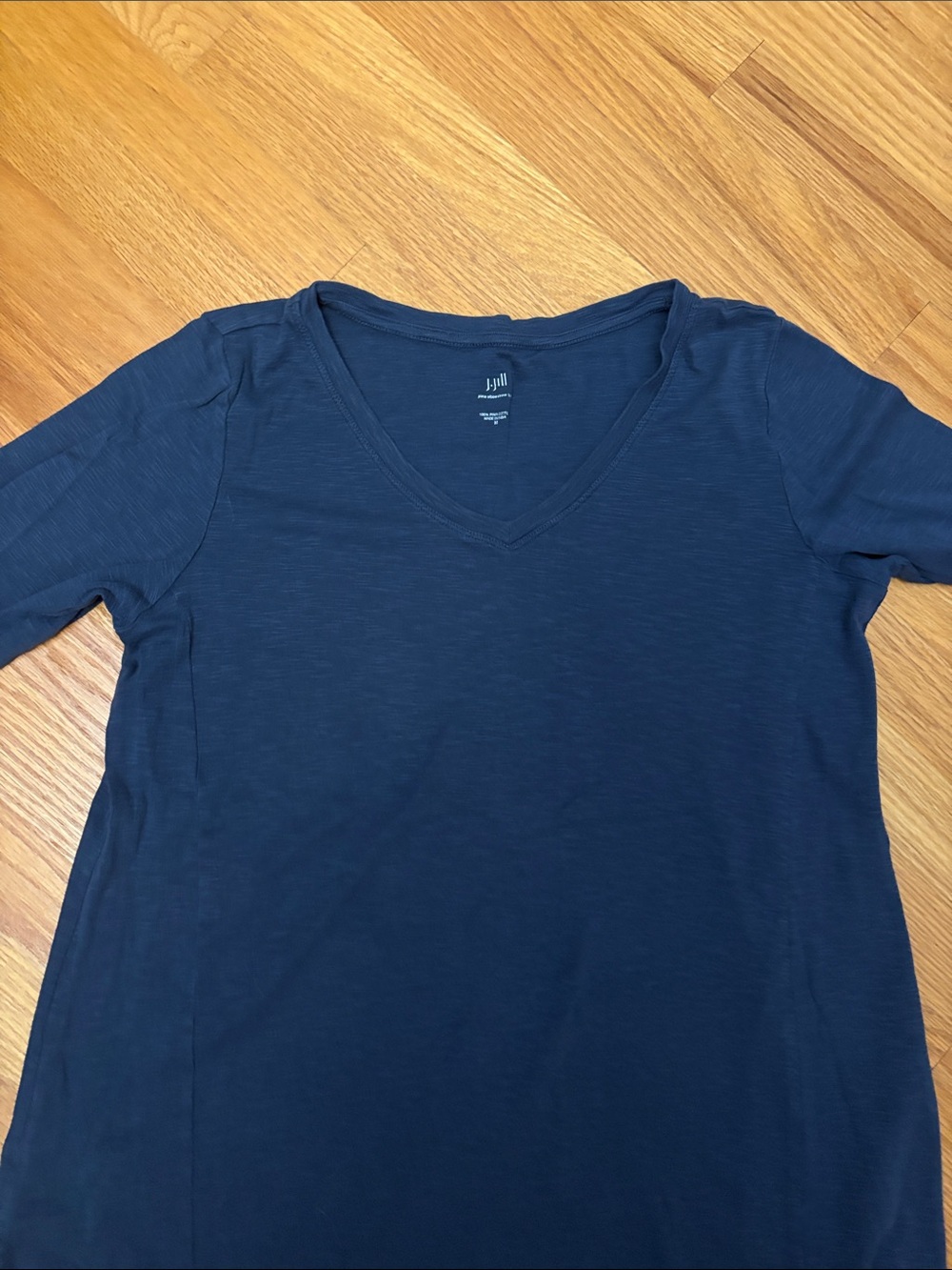 J. Jill Dark Blue V-Neck Short Sleeve Tee